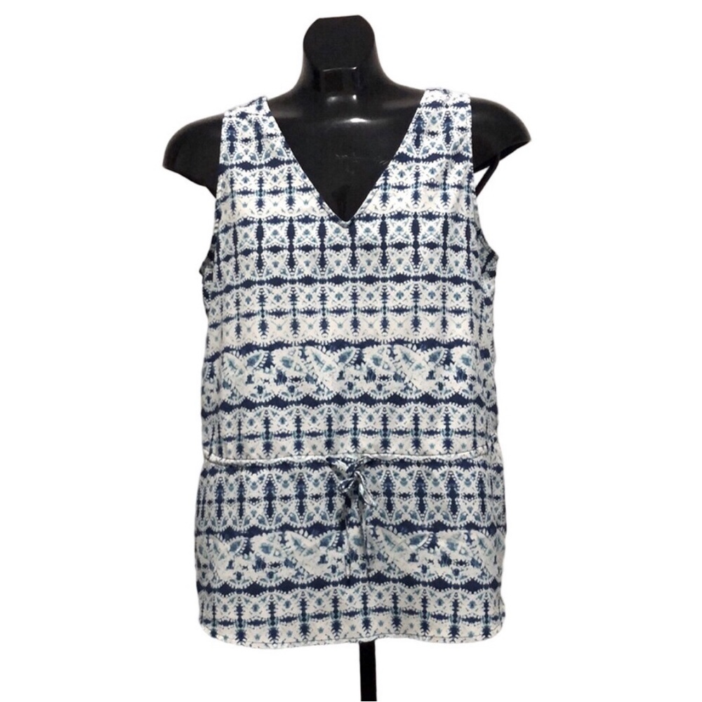 Banana Republic Navy and White Tank Top, M Petite